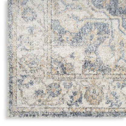 5' X 7' Gray Oriental Power Loom Washable Area Rug