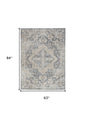 5' X 7' Gray Oriental Power Loom Washable Area Rug