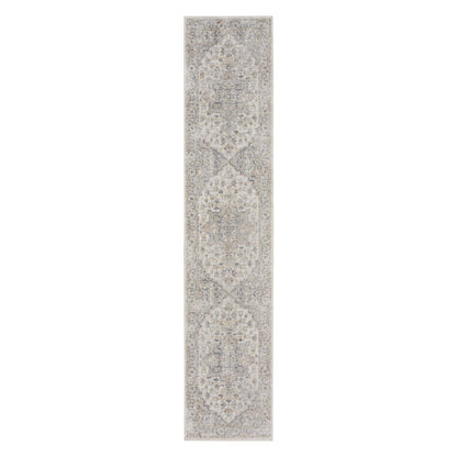 12' Silver Oriental Power Loom Washable Runner Rug