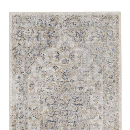 12' Silver Oriental Power Loom Washable Runner Rug