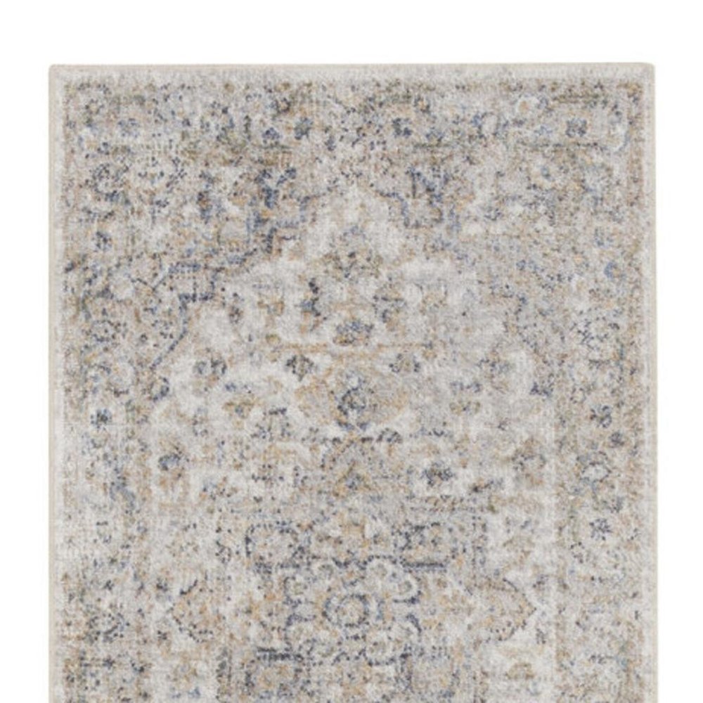 12' Silver Oriental Power Loom Washable Runner Rug