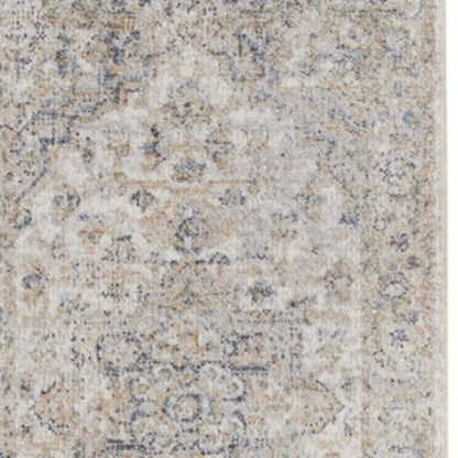 12' Silver Oriental Power Loom Washable Runner Rug