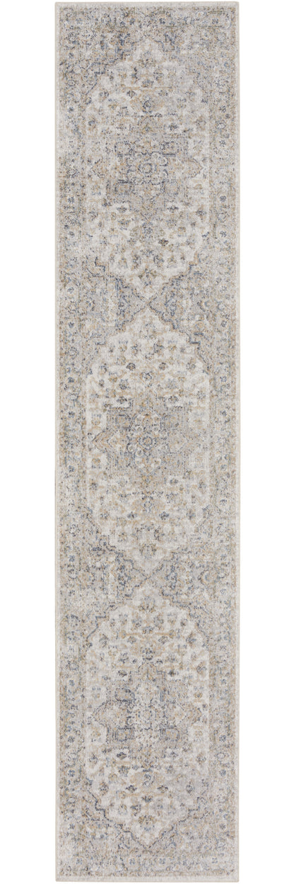 12' Silver Oriental Power Loom Washable Runner Rug