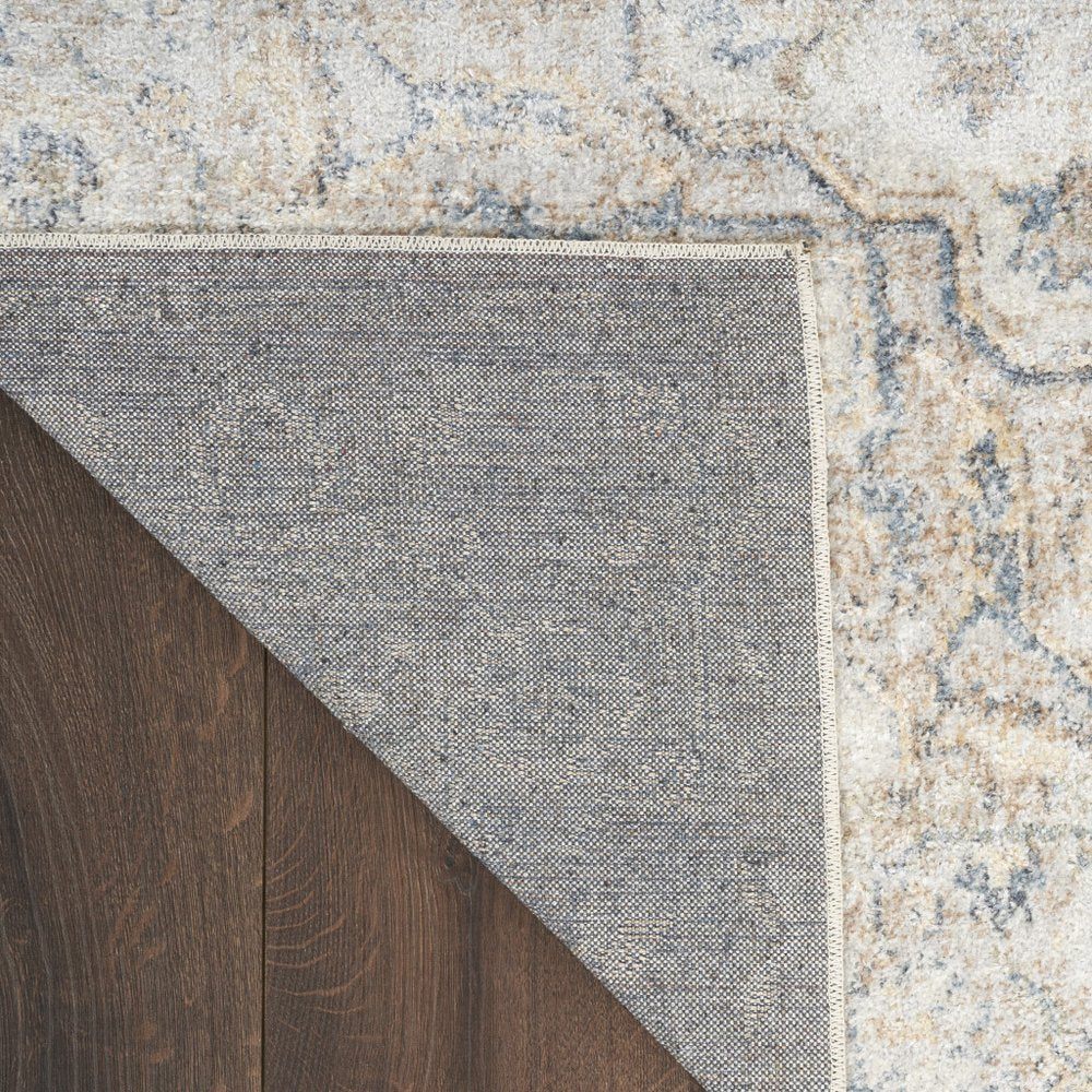 5' X 7' Silver Oriental Power Loom Washable Area Rug