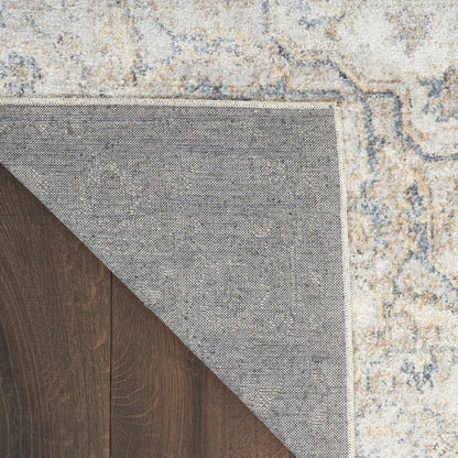 5' X 7' Silver Oriental Power Loom Washable Area Rug