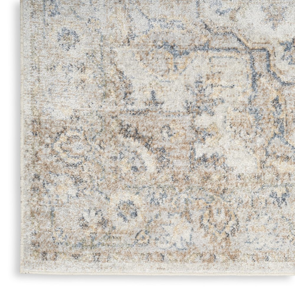 5' X 7' Silver Oriental Power Loom Washable Area Rug