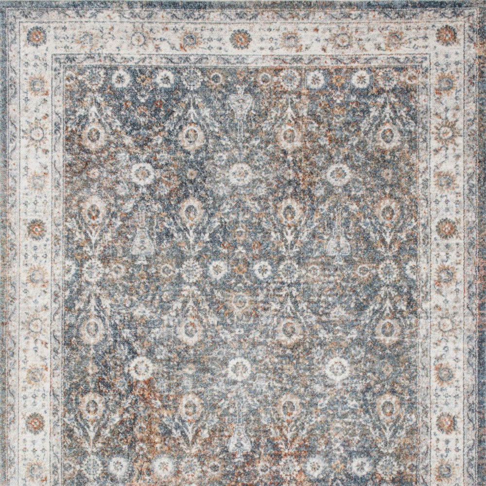 5' X 7' Silver Oriental Power Loom Washable Area Rug