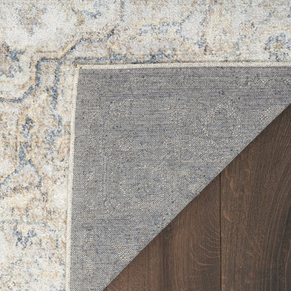 7' X 9' Silver Oriental Power Loom Washable Area Rug