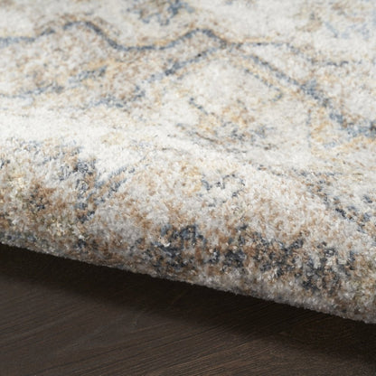 7' X 9' Silver Oriental Power Loom Washable Area Rug