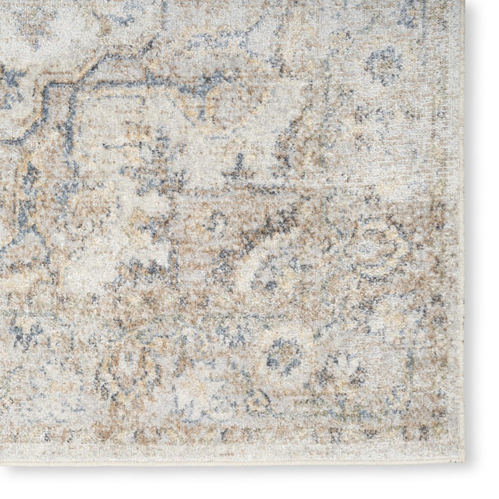 7' X 9' Silver Oriental Power Loom Washable Area Rug