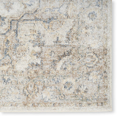 7' X 9' Silver Oriental Power Loom Washable Area Rug