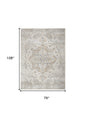 7' X 9' Silver Oriental Power Loom Washable Area Rug