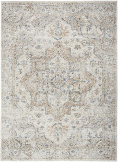 4' X 6' Silver Oriental Power Loom Washable Area Rug