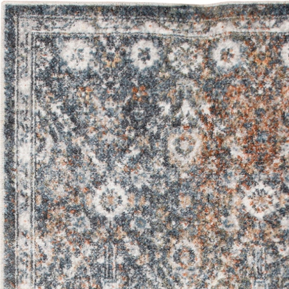 4' X 6' Silver Oriental Power Loom Washable Area Rug