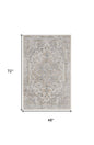 4' X 6' Silver Oriental Power Loom Washable Area Rug