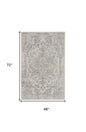 4' X 6' Silver Oriental Power Loom Washable Area Rug