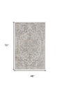 4' X 6' Silver Oriental Power Loom Washable Area Rug