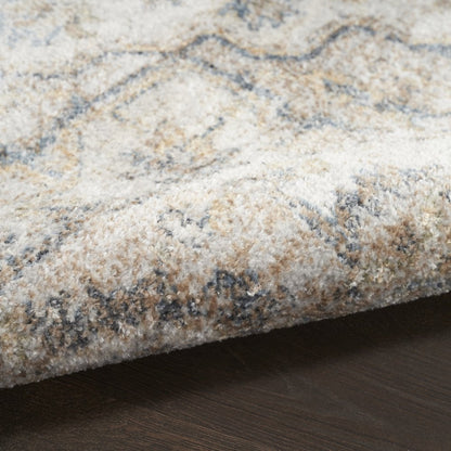 8' X 10' Silver Oriental Power Loom Washable Area Rug