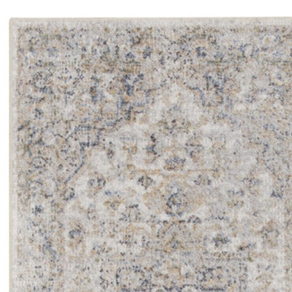 10' Silver Oriental Power Loom Washable Runner Rug