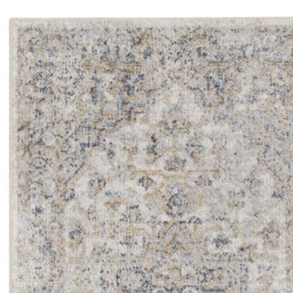 10' Silver Oriental Power Loom Washable Runner Rug