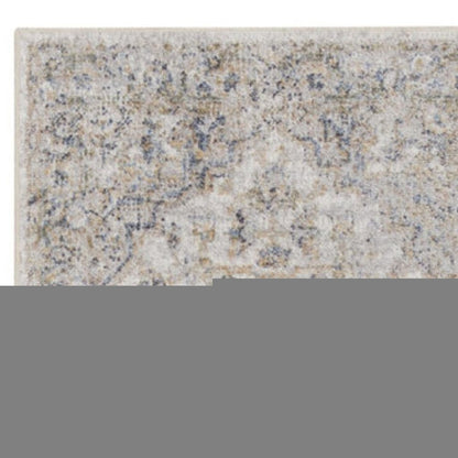 10' Silver Oriental Power Loom Washable Runner Rug
