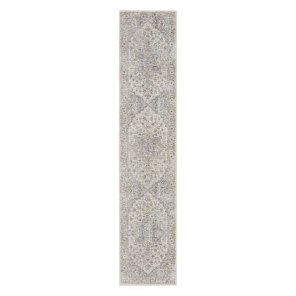 10' Silver Oriental Power Loom Washable Runner Rug