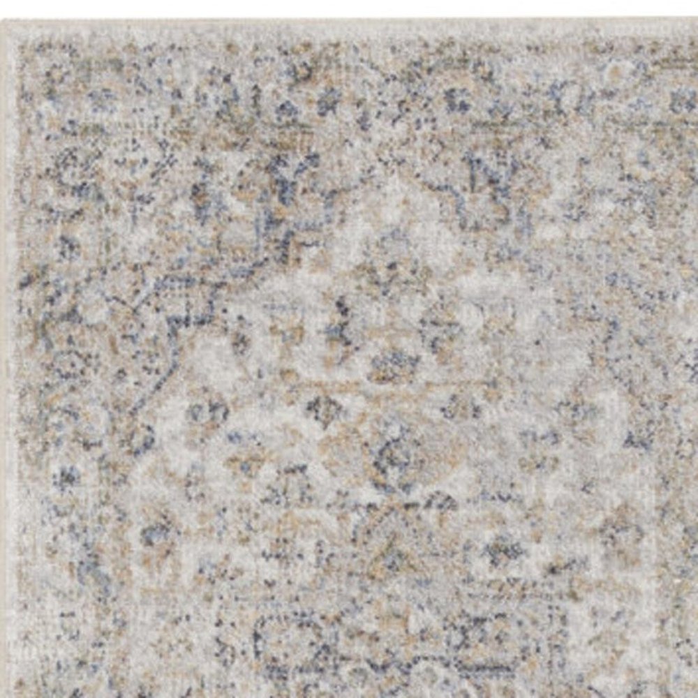 10' Silver Oriental Power Loom Washable Runner Rug