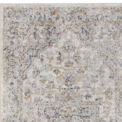 10' Silver Oriental Power Loom Washable Runner Rug