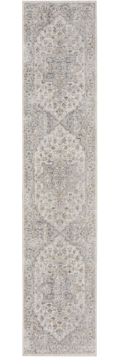 10' Silver Oriental Power Loom Washable Runner Rug