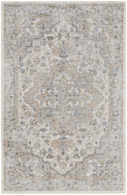 3' X 5' Silver Oriental Power Loom Washable Area Rug