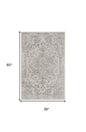 3' X 5' Silver Oriental Power Loom Washable Area Rug