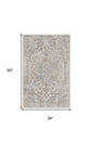 3' X 5' Silver Oriental Power Loom Washable Area Rug