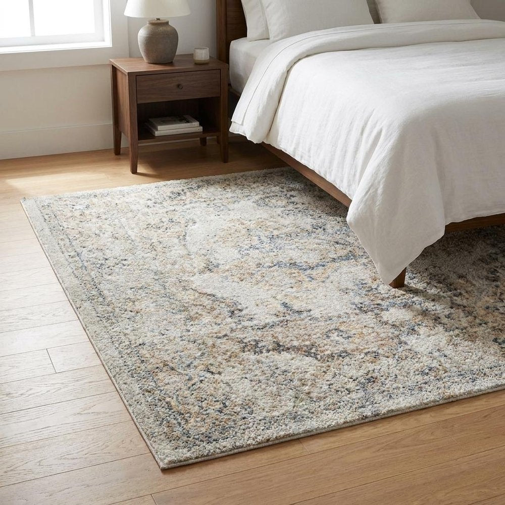 3' X 5' Silver Oriental Power Loom Washable Area Rug