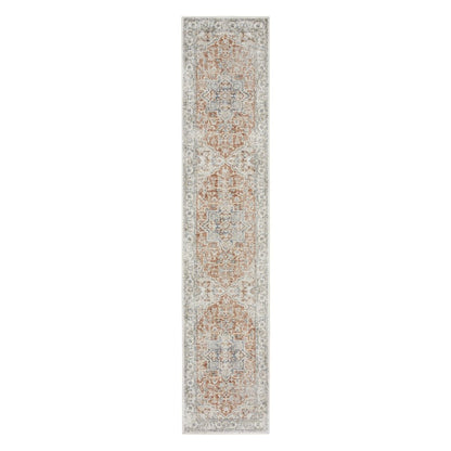 10' Gold and Ivory Oriental Power Loom Washable Runner Rug