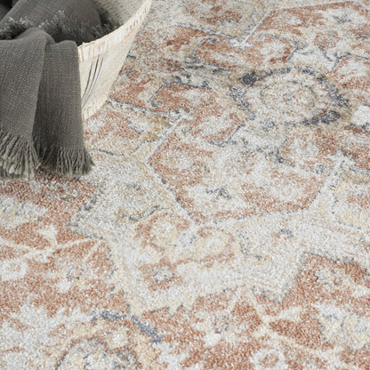 7' X 9' Gold Oriental Power Loom Washable Area Rug