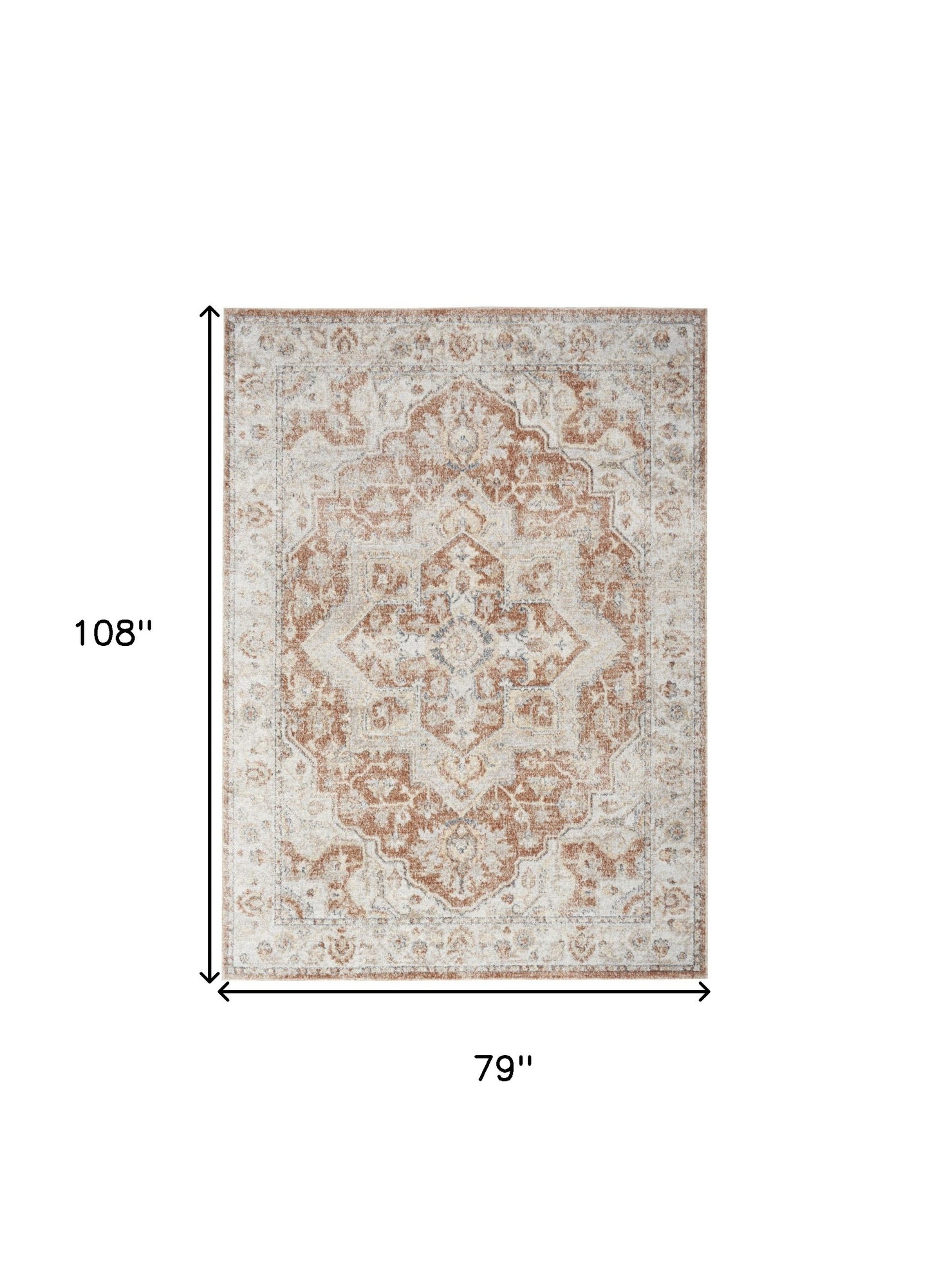 7' X 9' Gold Oriental Power Loom Washable Area Rug