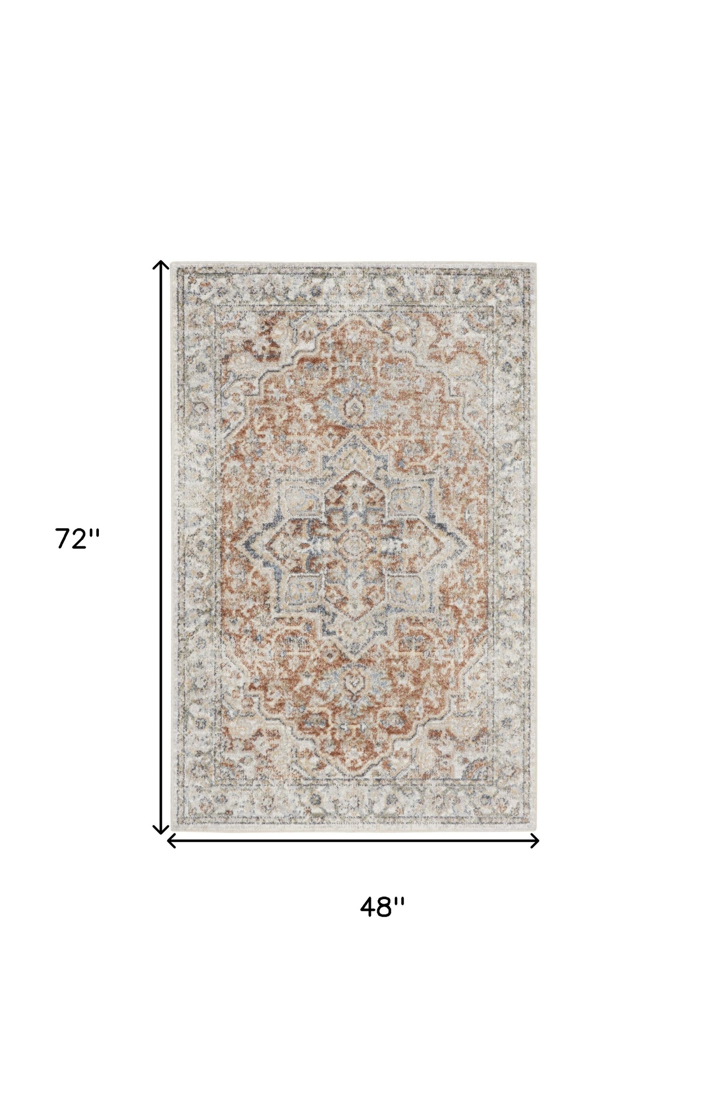 4' X 6' Gold Oriental Power Loom Washable Area Rug