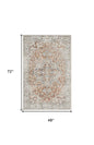 4' X 6' Gold Oriental Power Loom Washable Area Rug