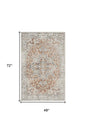 4' X 6' Gold Oriental Power Loom Washable Area Rug