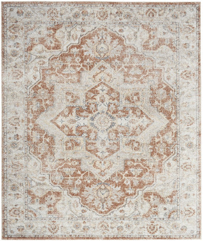 8' X 10' Gold Oriental Power Loom Washable Area Rug
