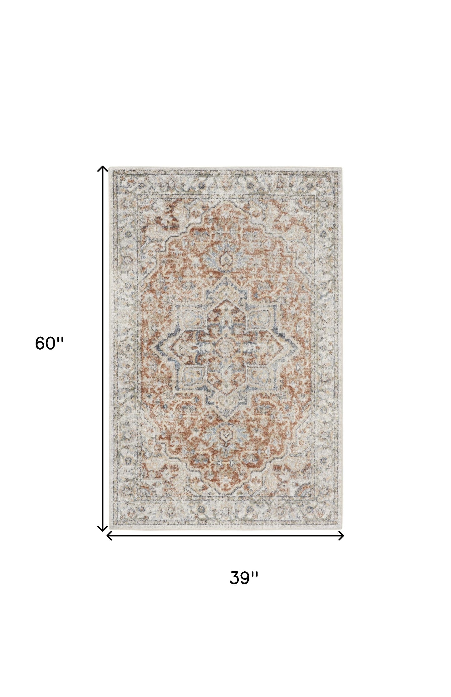 3' X 5' Gold Oriental Power Loom Washable Area Rug