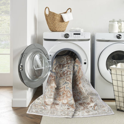 3' X 5' Gold Oriental Power Loom Washable Area Rug