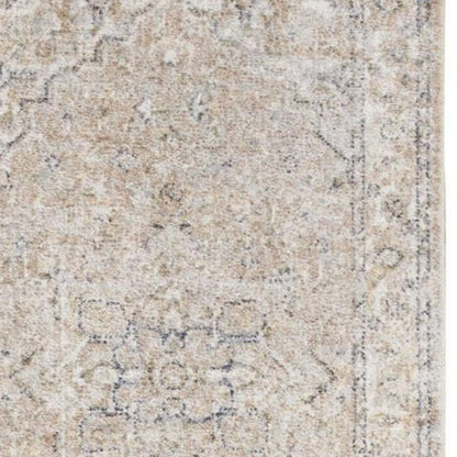 10' Beige Oriental Power Loom Washable Runner Rug