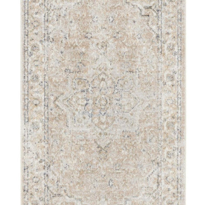 10' Beige Oriental Power Loom Washable Runner Rug