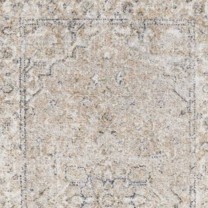 10' Beige Oriental Power Loom Washable Runner Rug