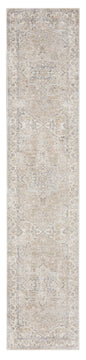 10' Beige Oriental Power Loom Washable Runner Rug