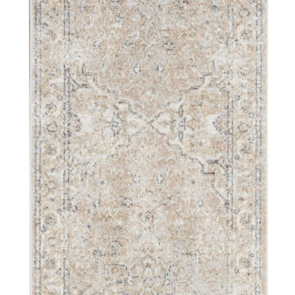 10' Beige Oriental Power Loom Washable Runner Rug