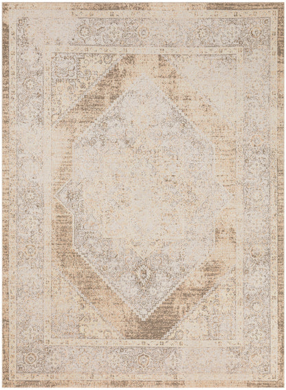 8' X 10' Beige Oriental Power Loom Washable Area Rug