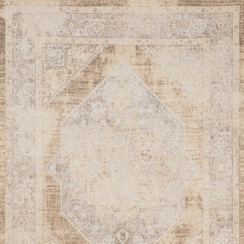 8' X 10' Beige Oriental Power Loom Washable Area Rug