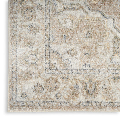 8' X 10' Beige Oriental Power Loom Washable Area Rug